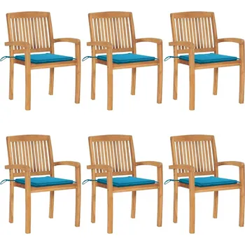 OMAXI Stohovatelné zahradní židle s poduškami 6 ks masivní teak 449981