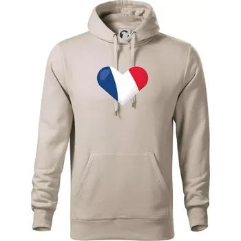 Pánská mikina Francouzská vlajka srdce - Mikina pánská Cape s kapucí - XL ( Ledově šedá )