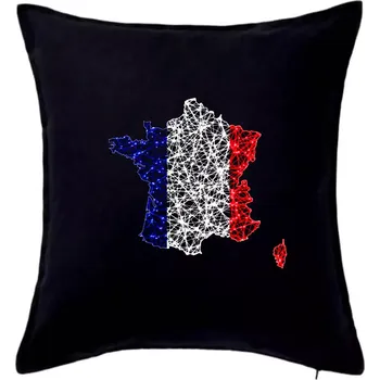 Polštář Francouzská vlajka body mapa - Polštář 50x50 - 50x50 - Pouze potah ( Černá )