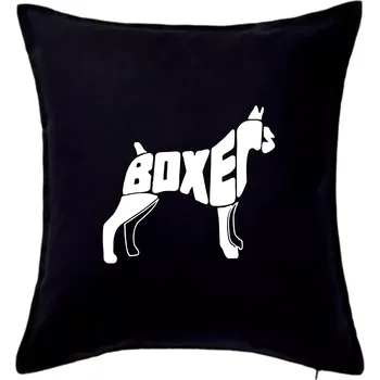 Polštář Boxer nápis v těle - Polštář 50x50 - 50x50 - Pouze potah ( Černá )