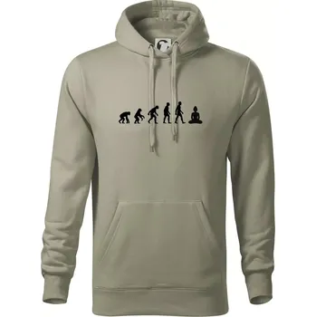 Pánská mikina Evoluce budha - Mikina pánská Cape s kapucí - 4XL ( Light khaki )