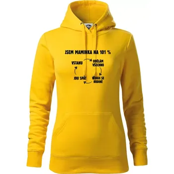 Dámská mikina Jsem maminka na 101 procent - Mikina dámská Cape s kapucí - L ( Žlutá )