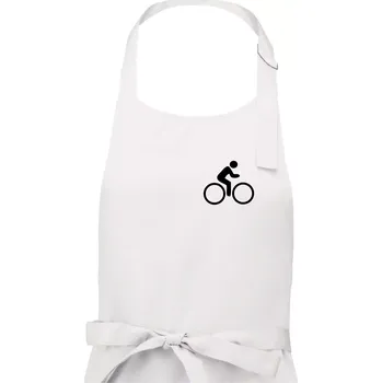 Kuchyňská zástěra Obrázek kola na prsu - ikona panáček - Dámská zástěra na vaření - Univerzální velikost ( Bílá )