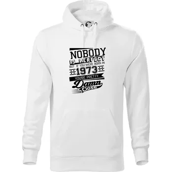 Pánská mikina Nobody is perfect - 1973 - Mikina pánská Cape s kapucí - XL ( Bílá )