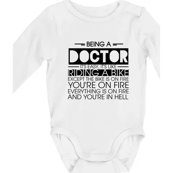 Kojenecký body Being a doctor - bike - Body kojenecké s dlouhým rukávem - Dlouhý r. do 3 měs ( Bílá )
