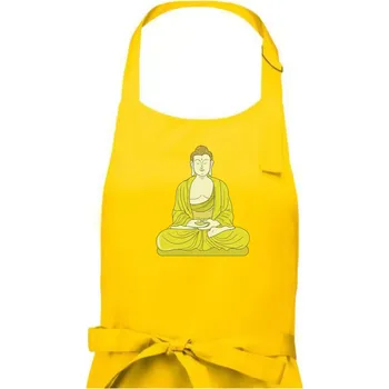 Kuchyňská zástěra Budha zelenožlutý - Dámská zástěra na vaření - Univerzální velikost ( Žlutá )