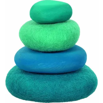 Dřevěná hračka Goki Stohování - Vlněné a dřevěné kameny