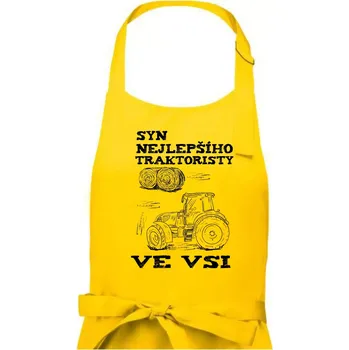 Kuchyňská zástěra Syn nejlepšího traktoristy ve vsi - Pánská zástěra na vaření - Univerzální velikost ( Žlutá )