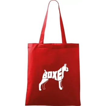 Nákupní taška Boxer nápis v těle - Taška bavlněná - 42 x 38 cm ( Červená )