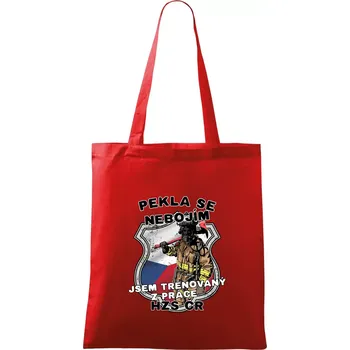 Nákupní taška Pekla se nebojím HZS ČR - Taška bavlněná - 42 x 38 cm ( Červená )