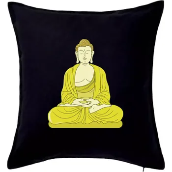 Polštář Budha zelenožlutý - Polštář 50x50 - 50x50 - Pouze potah ( Černá )
