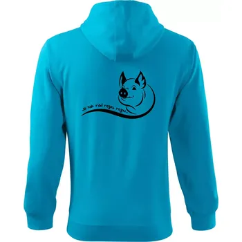 Pánská mikina Prasátko - Já tak rád rejpu, rejpu - Mikina s kapucí na zip trendy zipper - XL ( Světlý tyrkys )