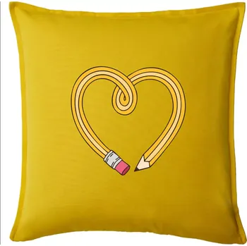 Polštář Tužka srdce - Polštář 50x50 - 50x50 - Pouze potah ( Žlutá )