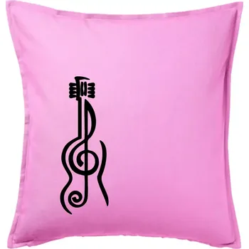 Polštář Houslový klíč kytara - Polštář 50x50 - 50x50 - Pouze potah ( Růžová )