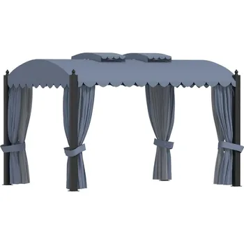 Pergola OMAXI Altán se závěsy 3 x 4 m antracitový ocel 745725