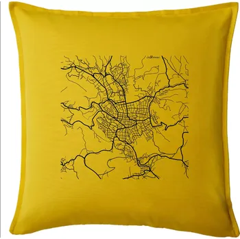 Polštář Mapy měst černobílé Jablonec nad Nisou - Polštář 50x50 - 50x50 - Pouze potah ( Žlutá )