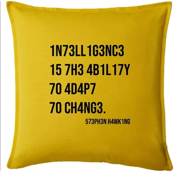 Polštář Test inteligence - Stephen Hawking - Polštář 50x50 - 50x50 - Pouze potah ( Žlutá )