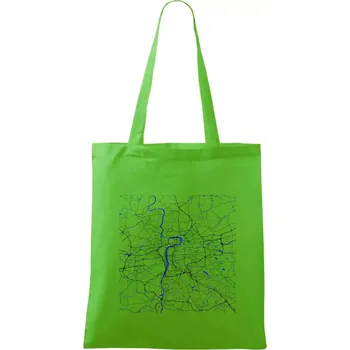Nákupní taška Praha - Mapa s vodními toky - Taška bavlněná - 42 x 38 cm ( Apple Green )
