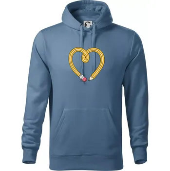 Pánská mikina Tužka srdce - Mikina pánská Cape s kapucí - L ( Denim )