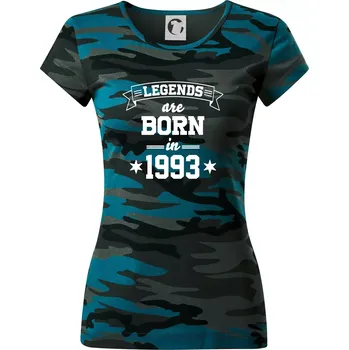 Dámské oblečení Legends are born in 1993 - Dámské maskáčové triko - S ( Petrolejová maskáč )