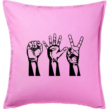 Polštář Kámen nůžky papír černé - Polštář 50x50 - 50x50 - Pouze potah ( Růžová )