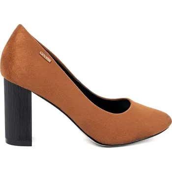 Dámské lodičky Goodin Trendy světle hnědé dámské lodičky na širokém podpatku 38