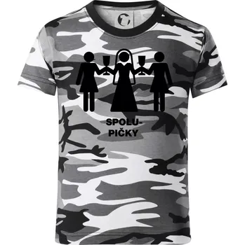 Chlapecké tričko Spolu pičky (Hana-creative) - Dětské maskáčové triko - 104-110cm / 3-4 roky ( Šedý maskáč )