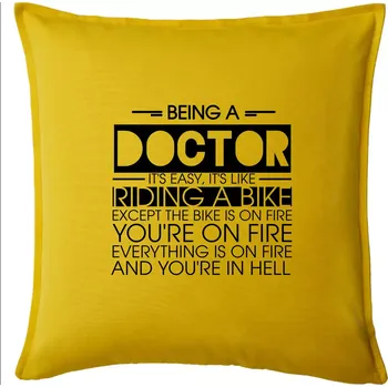 Polštář Being a doctor - bike - Polštář 50x50 - 50x50 - Pouze potah ( Žlutá )