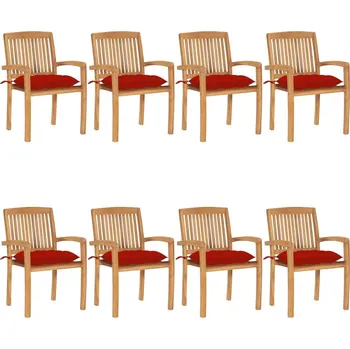 OMAXI Stohovatelné zahradní židle s poduškami 8 ks masivní teak 450543