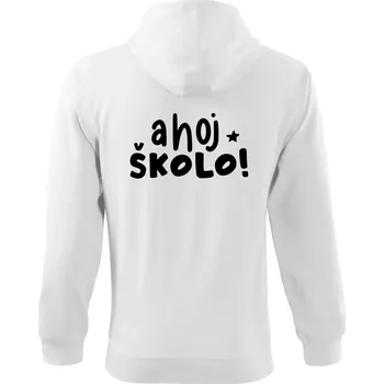 Pánská mikina Ahoj školo - Mikina s kapucí na zip trendy zipper - XL ( Bílá )