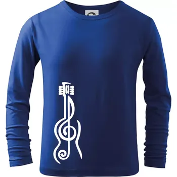 Chlapecké tričko Houslový klíč kytara - Triko dětské Long Sleeve - 122 cm/6 let ( Královská modrá )