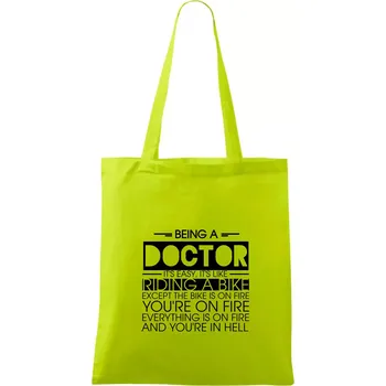 Being a doctor - bike - Taška bavlněná - 42 x 38 cm ( Limetková )