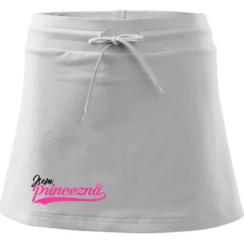 Dámská sukně Psací písmo - Jsem Princezna - Sportovní sukně - two in one - XS ( Bílá )