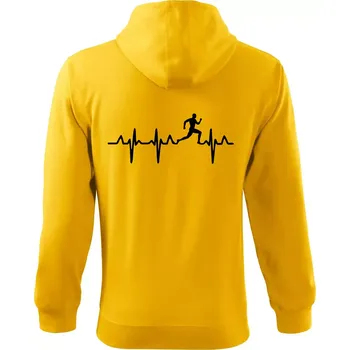 Pánská mikina EKG běžec - muž - Mikina s kapucí na zip trendy zipper - M ( Žlutá )