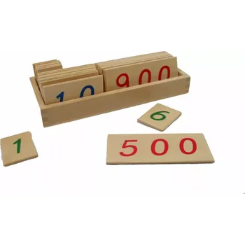 Dřevěná hračka Malé dřevěné karty s čísly 1-1000