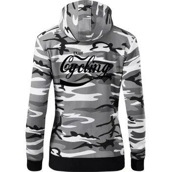 Dámská mikina Enjoy Cycling - Dámská mikina trendy zipper s kapucí - S ( Šedý maskáč )
