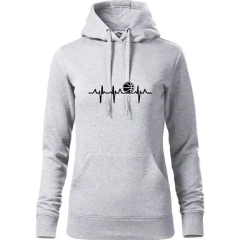 Dámská mikina EKG basketbal - Mikina dámská Cape s kapucí - XL ( Světlešedý Melír )