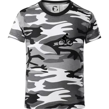 Chlapecké oblečení Obrázek kola na prsu - ikona panáček - Dětské maskáčové triko - 104-110cm / 3-4 roky ( Šedý maskáč )