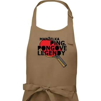 Kuchyňská zástěra Manželka ping pongové legendy - Dámská zástěra na vaření - Univerzální velikost ( Cappuccino )