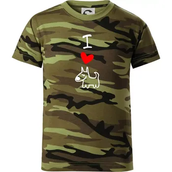 I love dogs - Dětské maskáčové triko - 104-110cm / 3-4 roky ( Zelený maskáč )