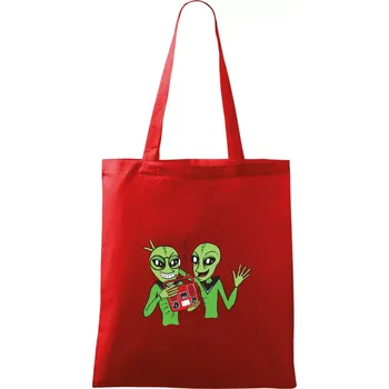 Ufo a rádio (Pecka design) - Taška bavlněná - 42 x 38 cm ( Červená )