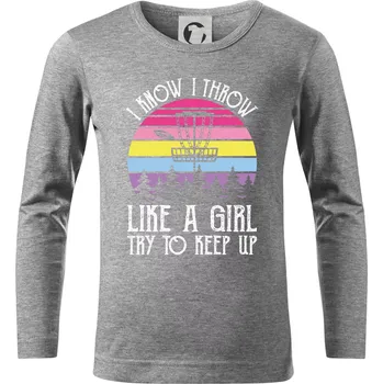 Chlapecké tričko Disc golf i know i throw - Triko dětské Long Sleeve - 146 cm/10 let ( Tmavě šedý melír )