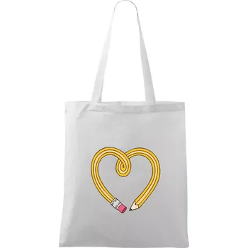 Tužka srdce - Taška bavlněná - 42 x 38 cm ( Bílá )