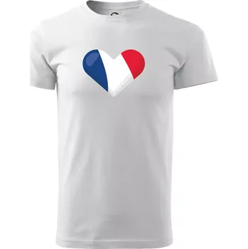 Pánské tričko Francouzská vlajka srdce - Triko extra velké (5-8XL) - 8XL ( Bílá )