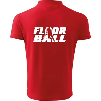 Pánská košile Floorball nápis rovný - Polokošile pánská Pique Polo 203 - M ( Červená )