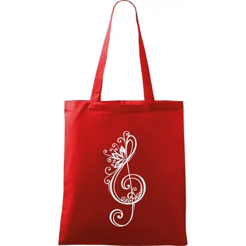 Nákupní taška Houslový klíč kytky - Taška bavlněná - 42 x 38 cm ( Červená )