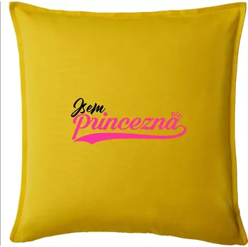 Polštář Psací písmo - Jsem Princezna - Polštář 50x50 - 50x50 - Pouze potah ( Žlutá )