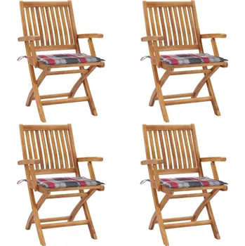 OMAXI Skládací zahradní židle s poduškami 4 ks masivní teak 439463