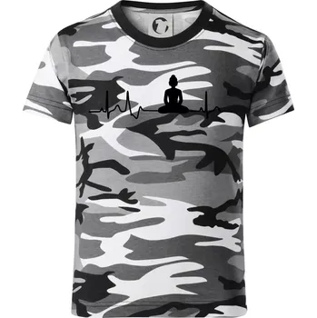 Chlapecké tričko Ekg Budha - Dětské maskáčové triko - 122 cm/6 let ( Šedý maskáč )