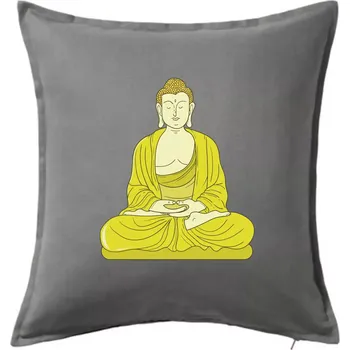 Polštář Budha zelenožlutý - Polštář 50x50 - 50x50 - Pouze potah ( Tmavě šedý melír )